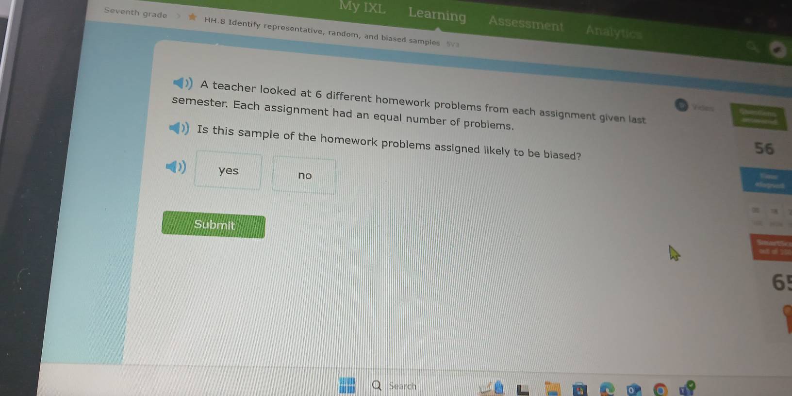 Solved: My IXL Learning Assessment Analytics Seventh grade HH.8 ...