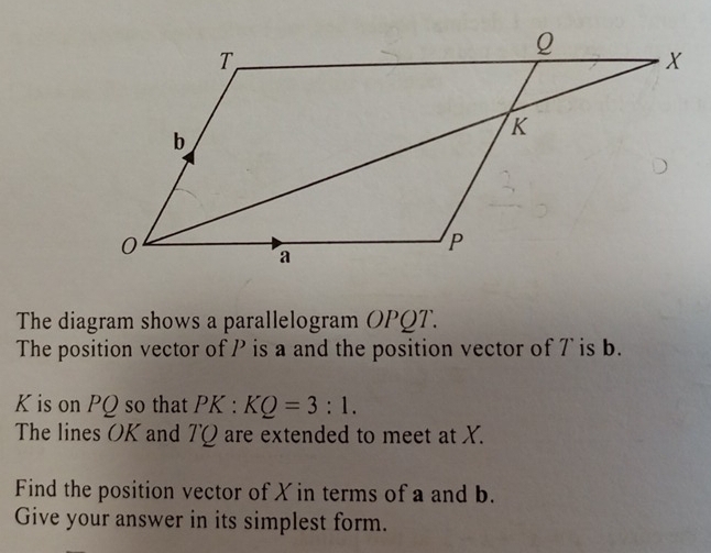 Solved: The diagram shows a parallelogram OPQT. The position vector of ...