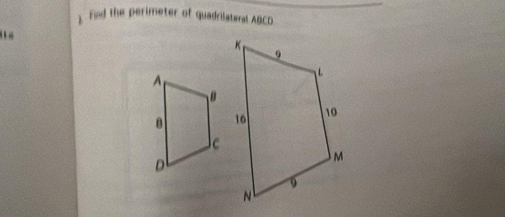 )Find the perimeter of quadriiateral ABCD