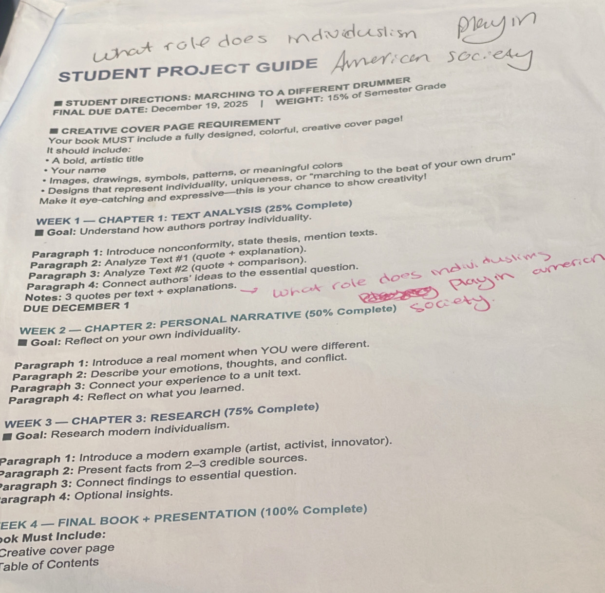 Solved: STUDENT PROJECT GUIDE a STUDENT DIRECTIONS: MARCHING TO A ...