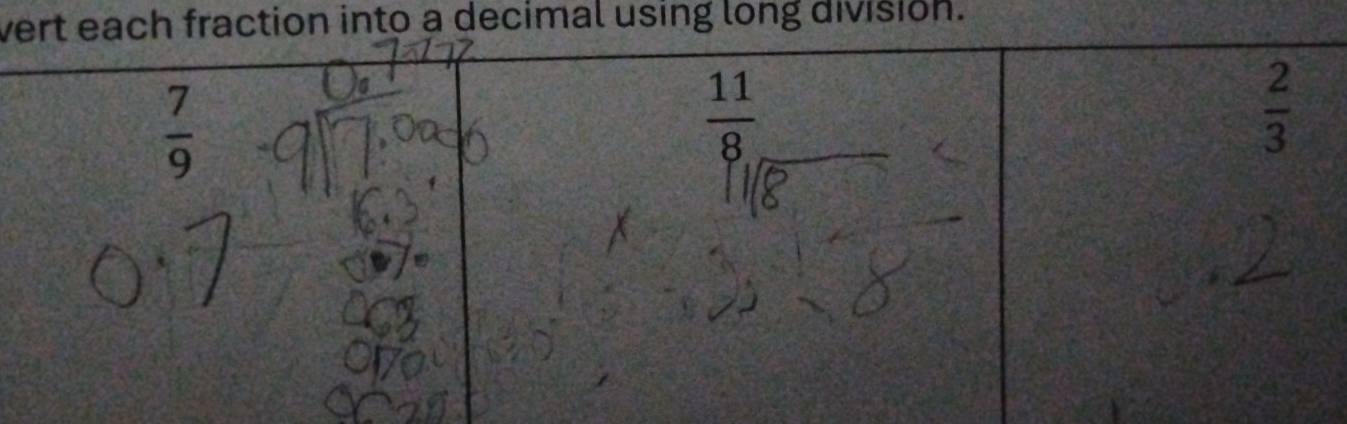 vction into a decimal using long division.