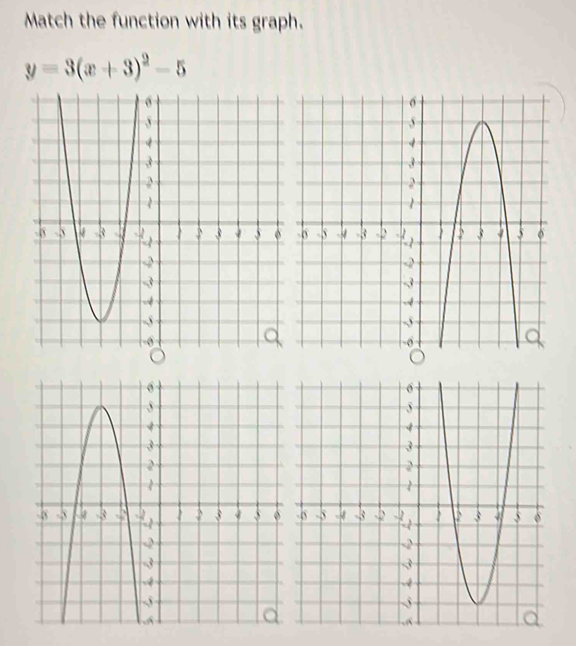 Match the function with its graph.
y=3(x+3)^2-5