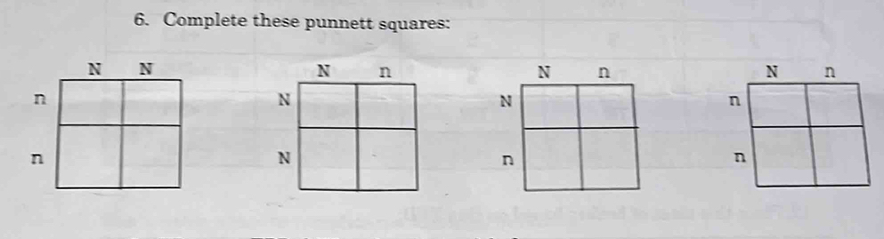 Solved: Complete these punnett squares: [Math]
