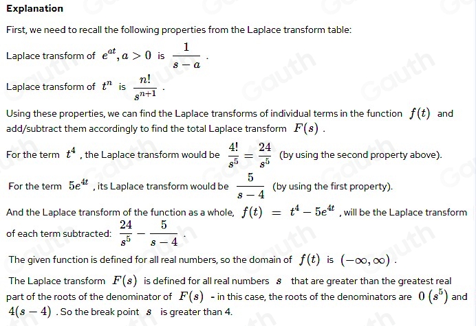 Solved: Use the transforms in the table below to find the Laplace ...