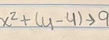 x^2+(y-4)to 9