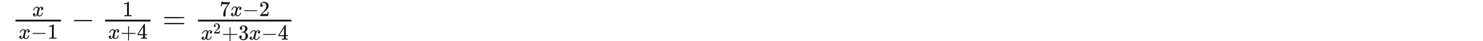  x/x-1 - 1/x+4 = (7x-2)/x^2+3x-4 