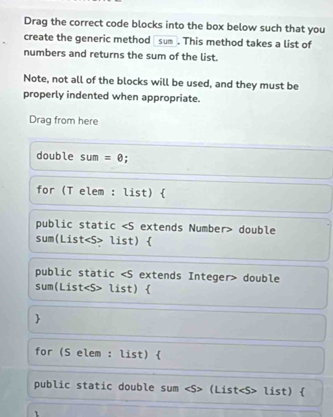 Solved: Drag the correct code blocks into the box below such that you ...