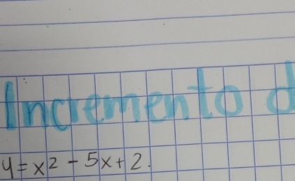 Uncrementod
y=x^2-5x+2.