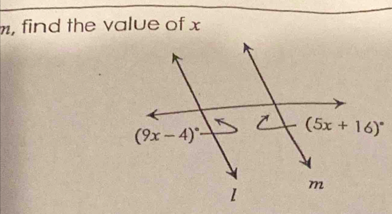 m, find the value of x