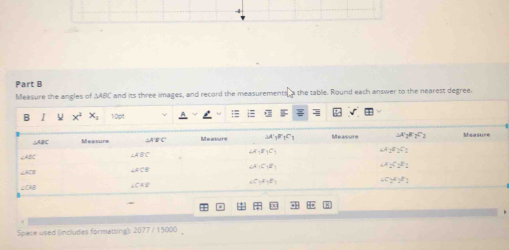 Solved: Measure the angles of ABC and its three images, and record the ...