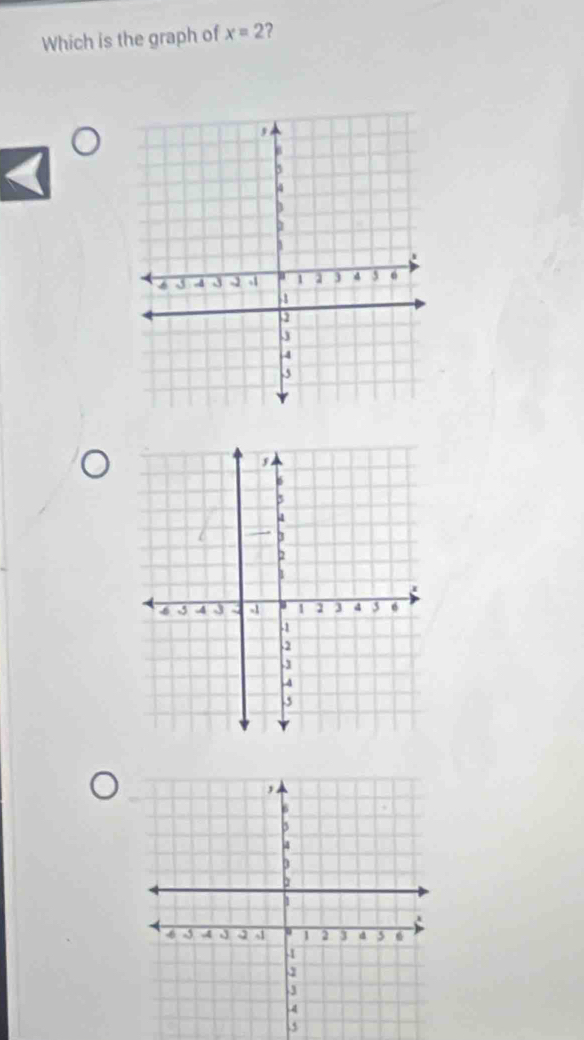 Which is the graph of x=2 ? 
. 5