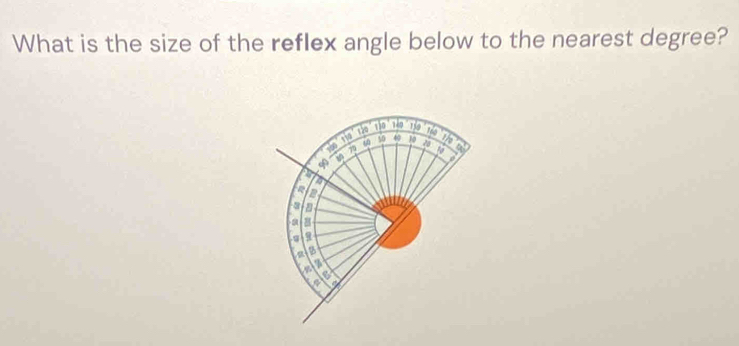 Solved: What is the size of the reflex angle below to the nearest ...