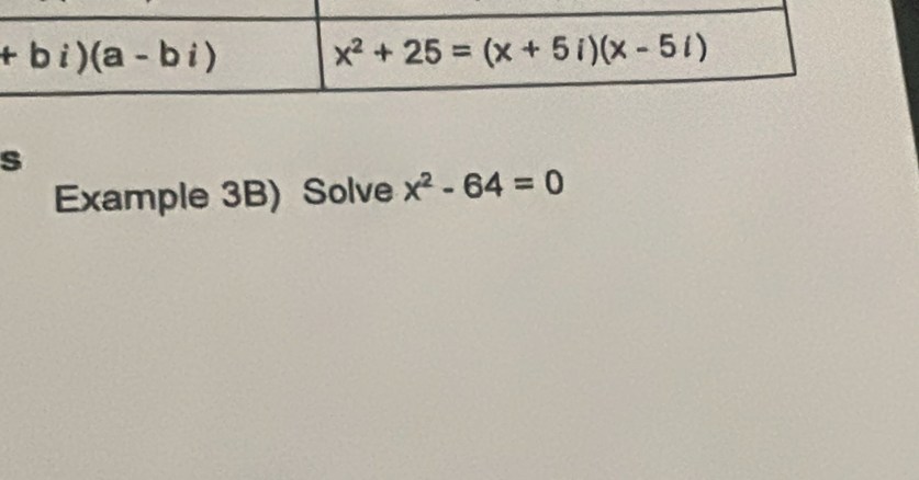 Example 3B) Solve x^2-64=0