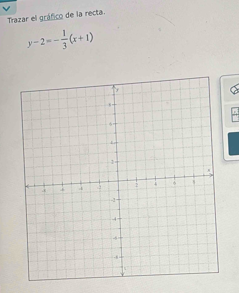 Trazar el gráfico de la recta.
y-2=- 1/3 (x+1)