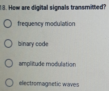 Solved: How are digital signals transmitted? frequency modulation ...