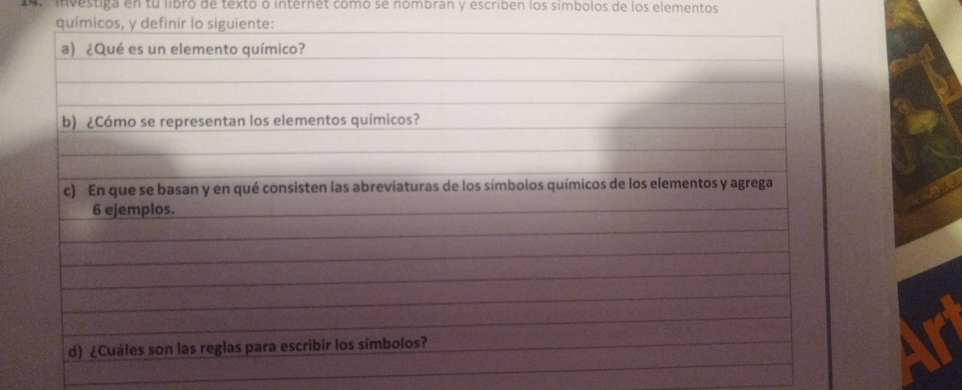 investiga en tu libro de texto ó internet como se nómbran y escriben los símbolos de los elementos