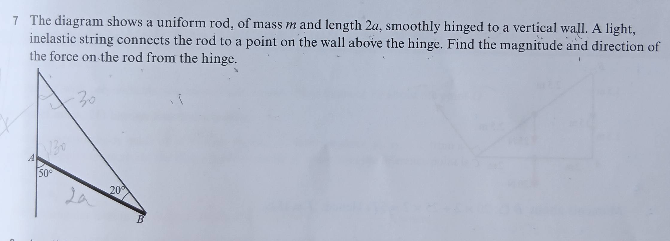 Selesai:The diagram shows a uniform rod, of mass m and length 2a ...