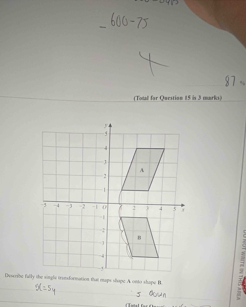 (Total for Question 15 is 3 marks) 
Total for