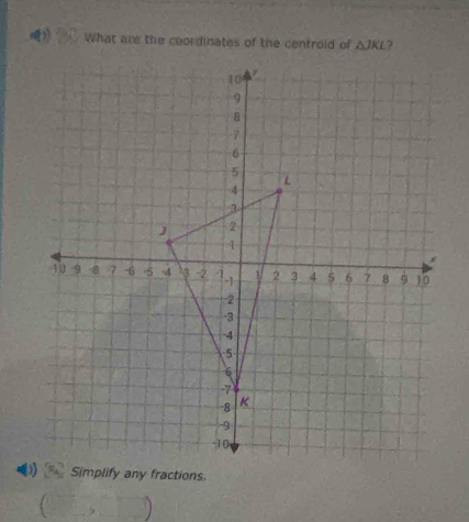 )  What are the coordinates of the centroid of