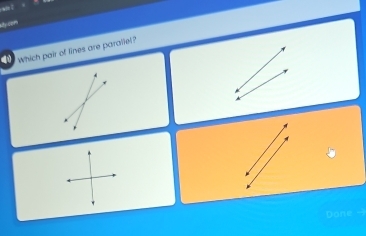 which pair of lines are parallel? 
Done -