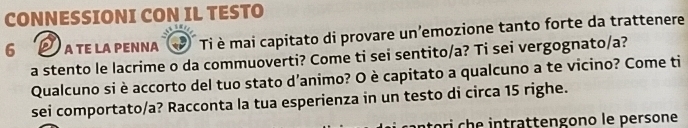 Risolto:CONNESSIONI CON IL TESTO 6 ATE LA PENNA Ti è mai capitato di ...