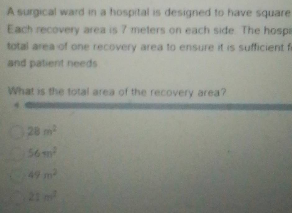 Solved: A surgical ward in a hospital is designed to have square Each ...