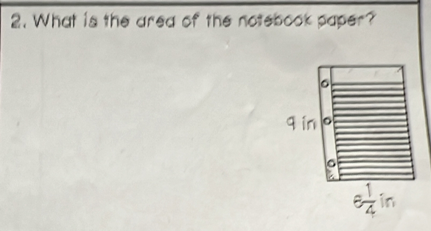 What is the area of the notebook paper?