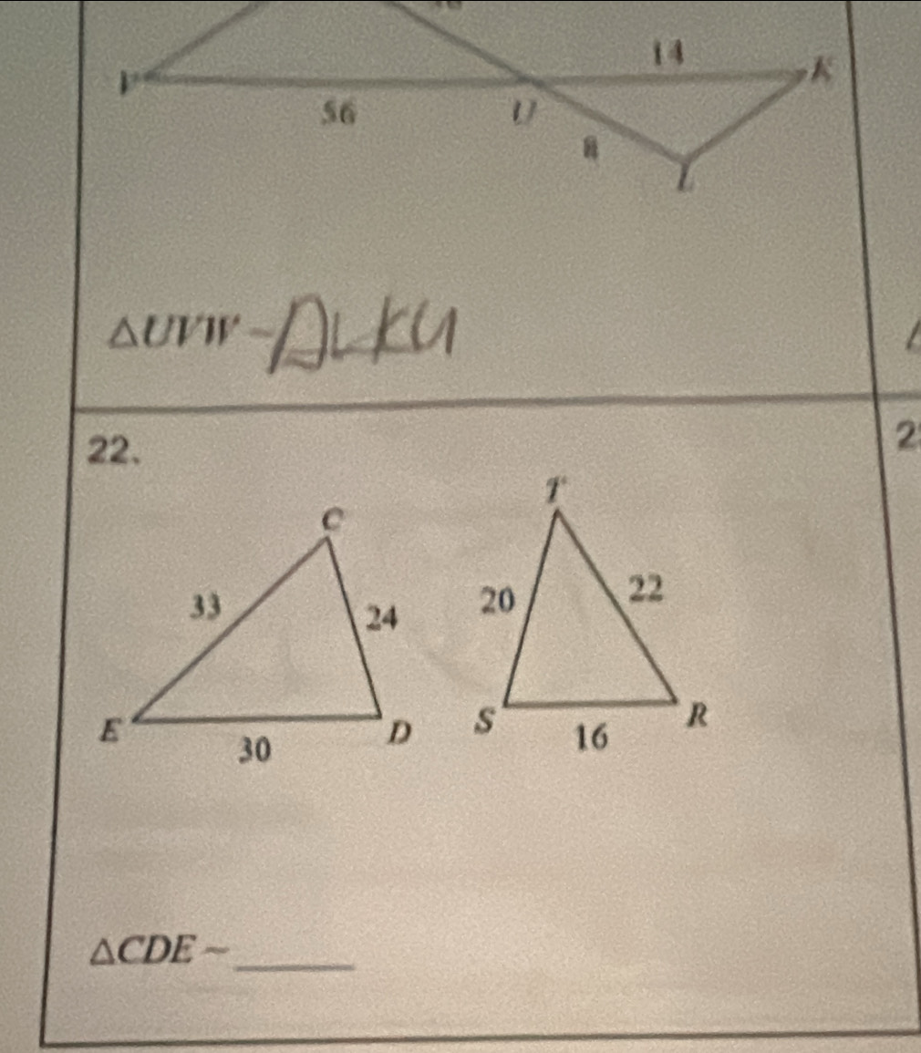 △ UVW-
22. 
2

△ CDEsim _