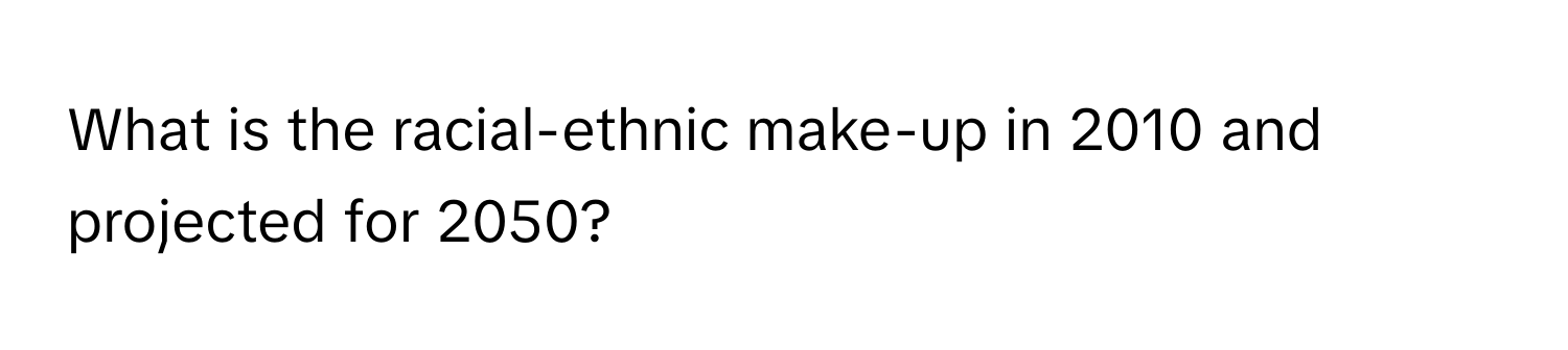 What is the racial-ethnic make-up in 2010 and projected for 2050?