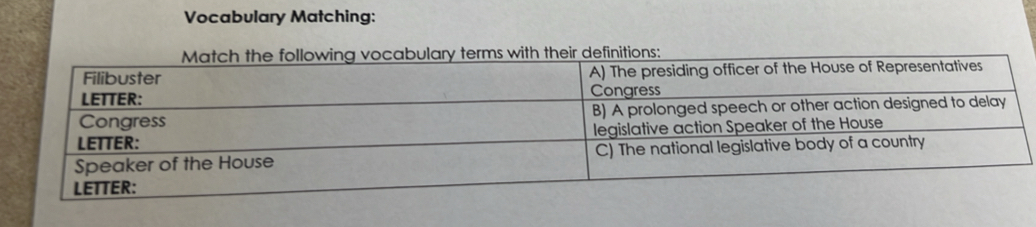 Vocabulary Matching: