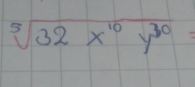 sqrt[5](32x^(10)y^(30))=