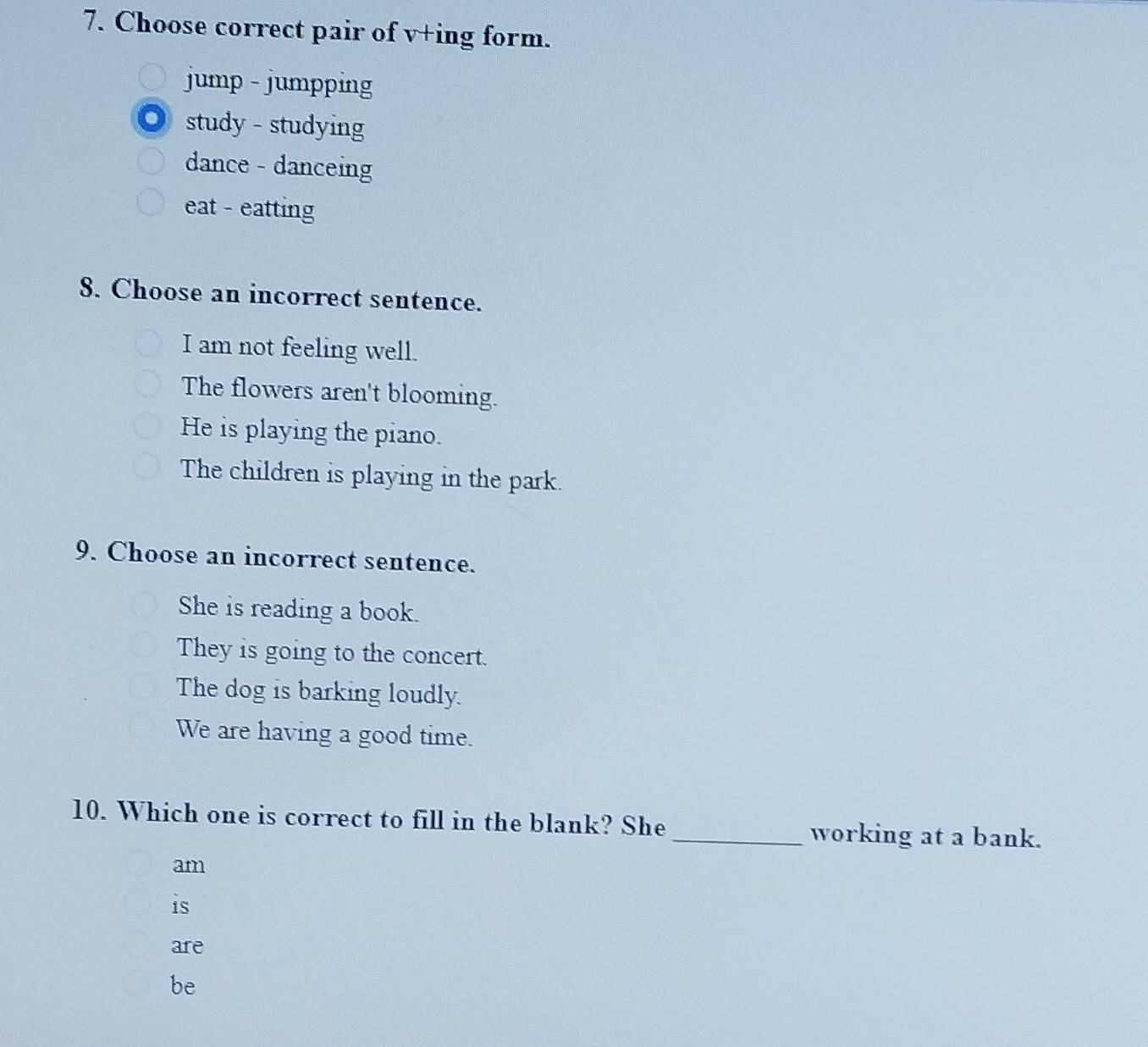 Nalutas:Choose correct pair of v+ing form. jump - jumpping study ...