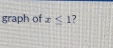 graph of x≤ 1