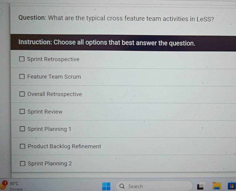 Solved: What are the typical cross feature team activities in LeSS ...