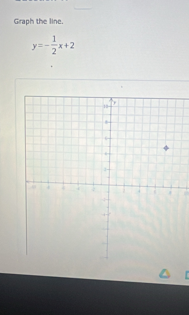 Graph the line.
y=- 1/2 x+2
10