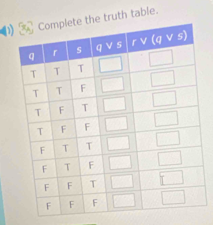 De truth table.