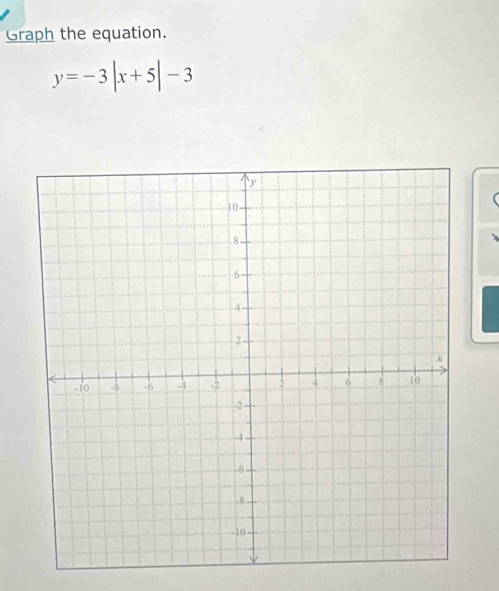 Graph the equation.
y=-3|x+5|-3