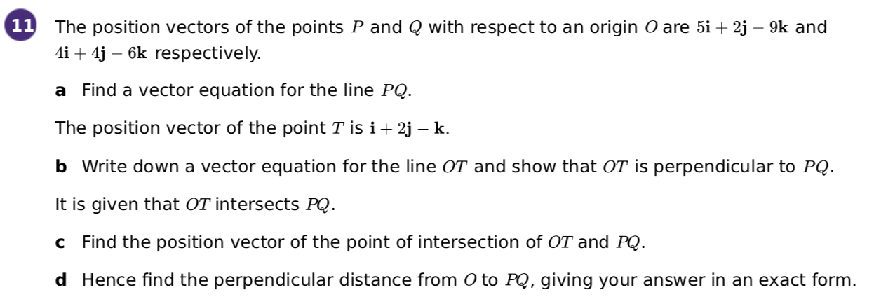 Solved: The position vectors of the points P and Q with respect to an ...