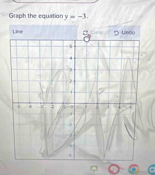 Graph the equation y=-3. 
Line Clear Undo