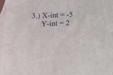 3.) X-int =-5
Y -int =2