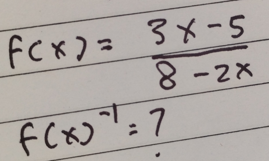 f(x)= (3x-5)/8-2x 
f(x)^-1=7