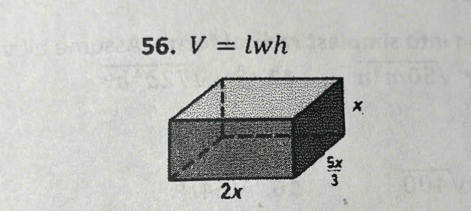 V=lwh