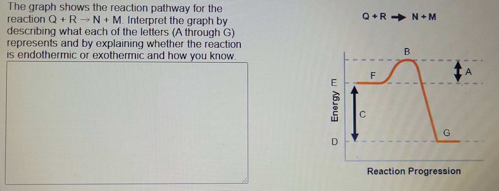 Solved: The graph shows the reaction pathway for the reaction Q+Rto N+M ...