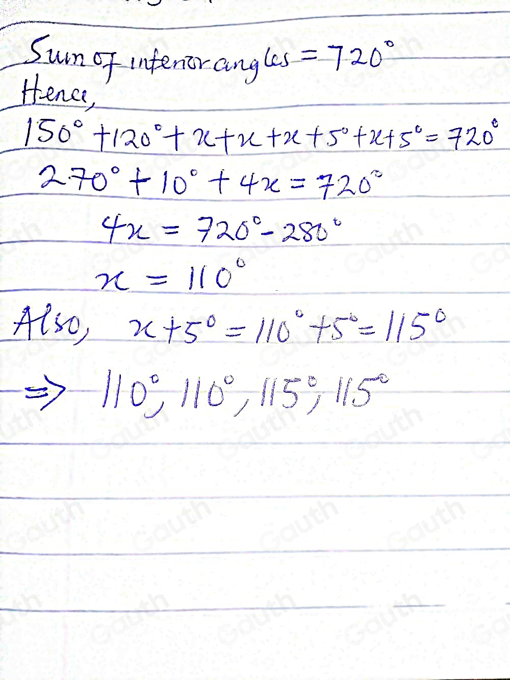 Solved: Use an algebraic equation to find the measure of each angle ...