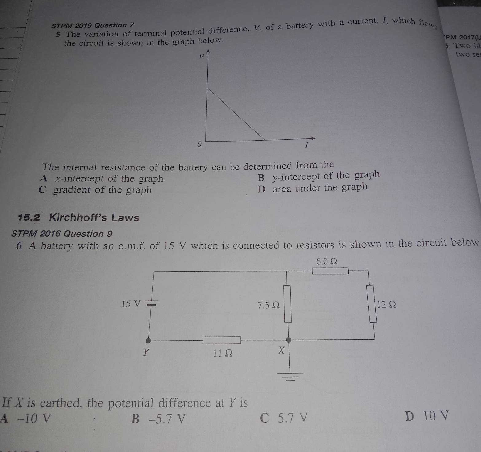 Selesai:STPM 2019 Question 7 5 The variation of terminal potential ...