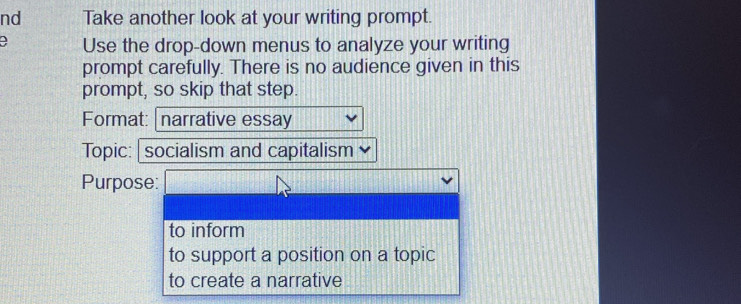Solved: nd Take another look at your writing prompt. e Use the drop ...