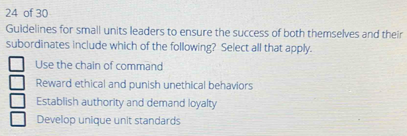 Solved: of 30 Guidelines for small units leaders to ensure the success ...