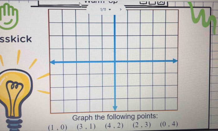 sskick 
Grap
(1,0) (3,1) (4,2) (2,3) (0,4)