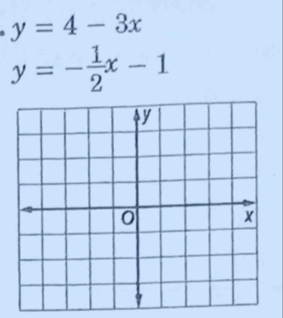 y=4-3x
y=- 1/2 x-1