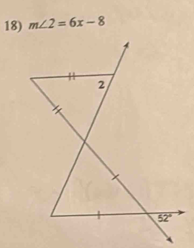 m∠ 2=6x-8